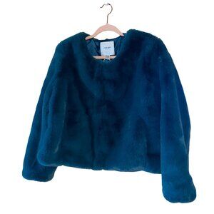 Ever New Womens Coat Size 12 Green Tilda Collarless Casual Faux Fur China